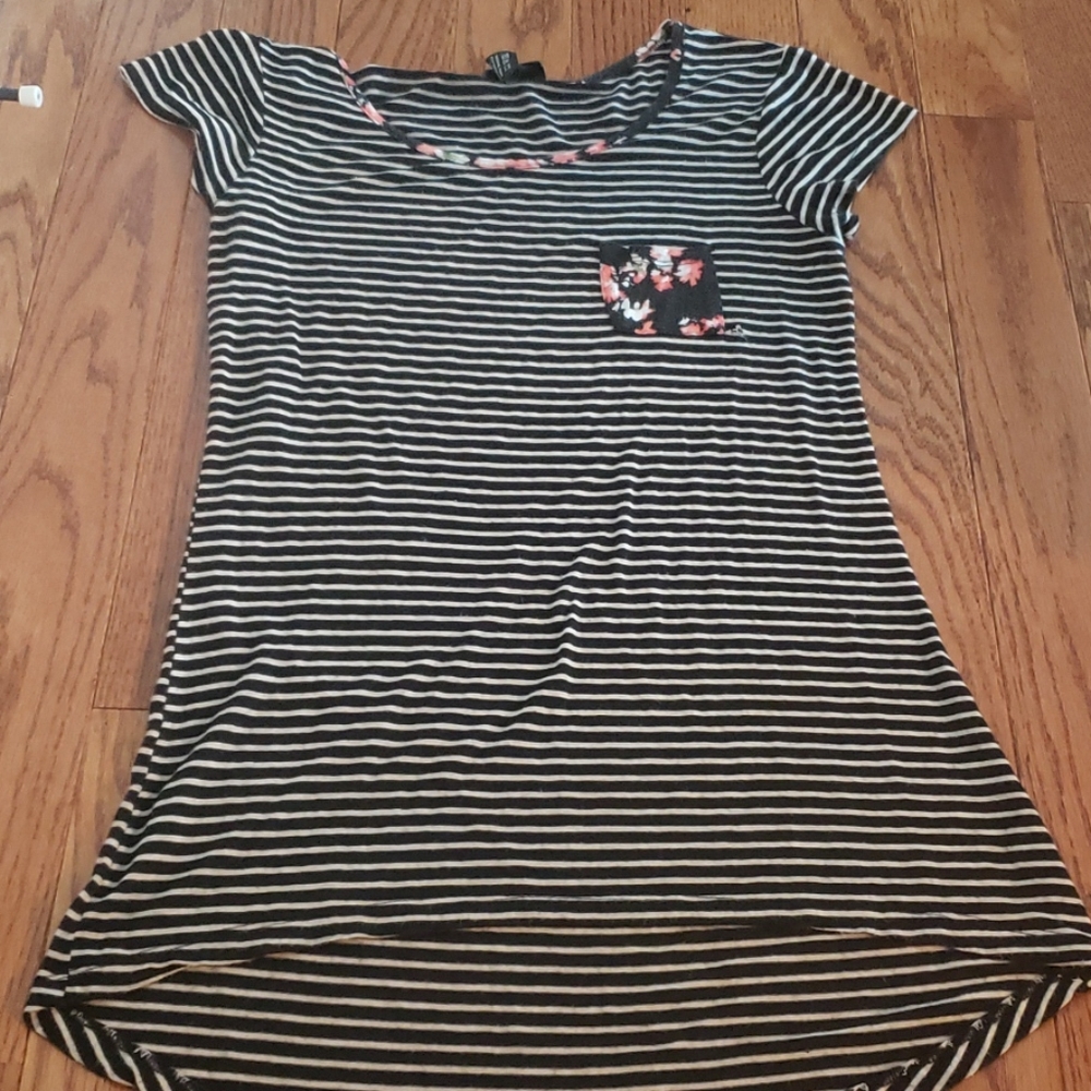 2 for 10 high low short sleeve striped floral